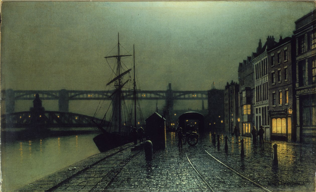 A rakpart, Newcastle upon Tyne, 1895 alkotó: Arthur Grimshaw