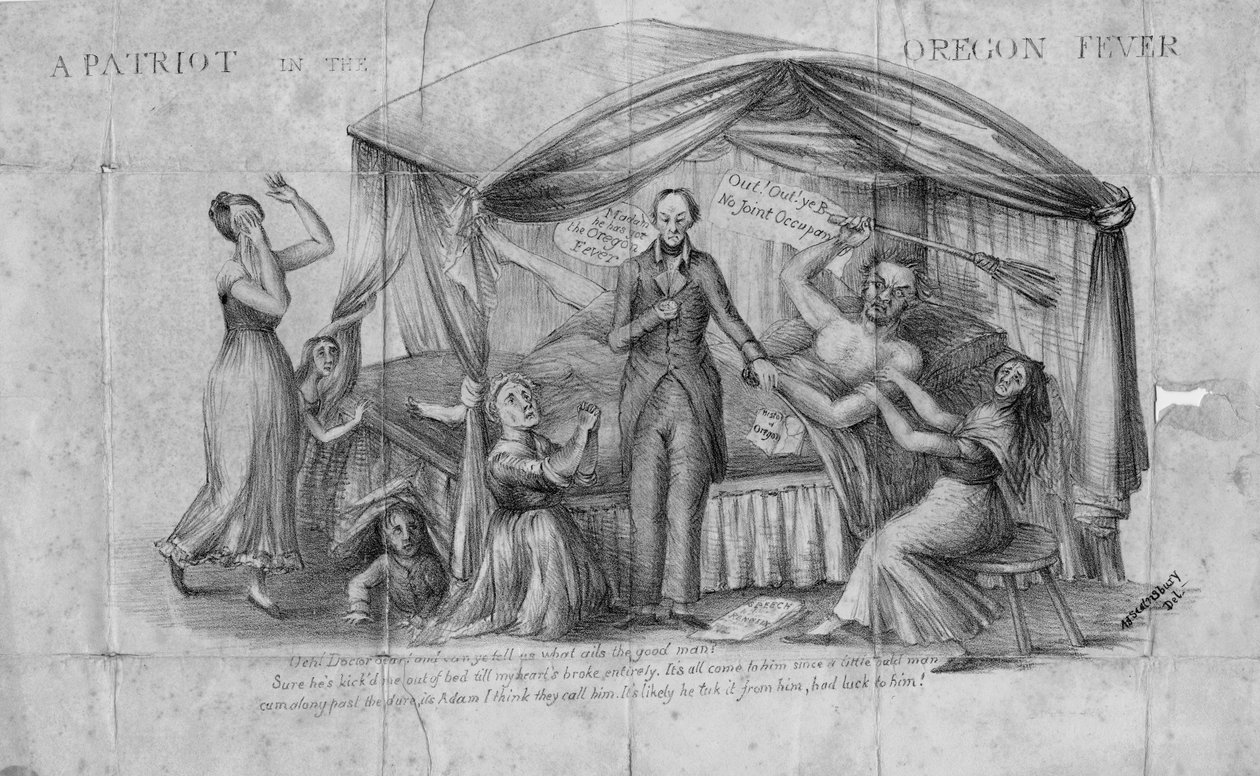 Egy hazafi az oregoni lázban, megjelent Washingtonban, 1844 körül. alkotó: Arthur J. Stansbury