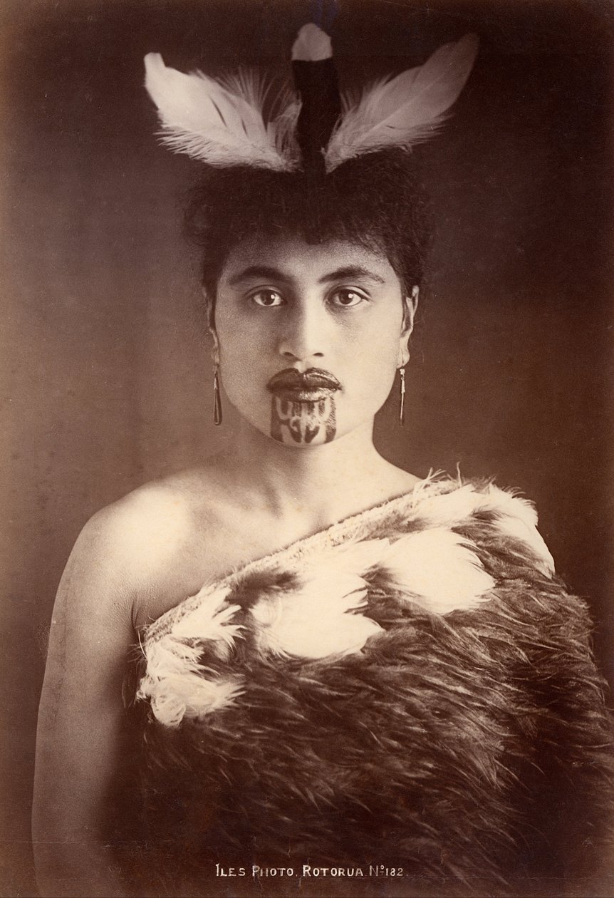 Maori nő, Rotorua, Új-Zéland alkotó: Arthur James Iles
