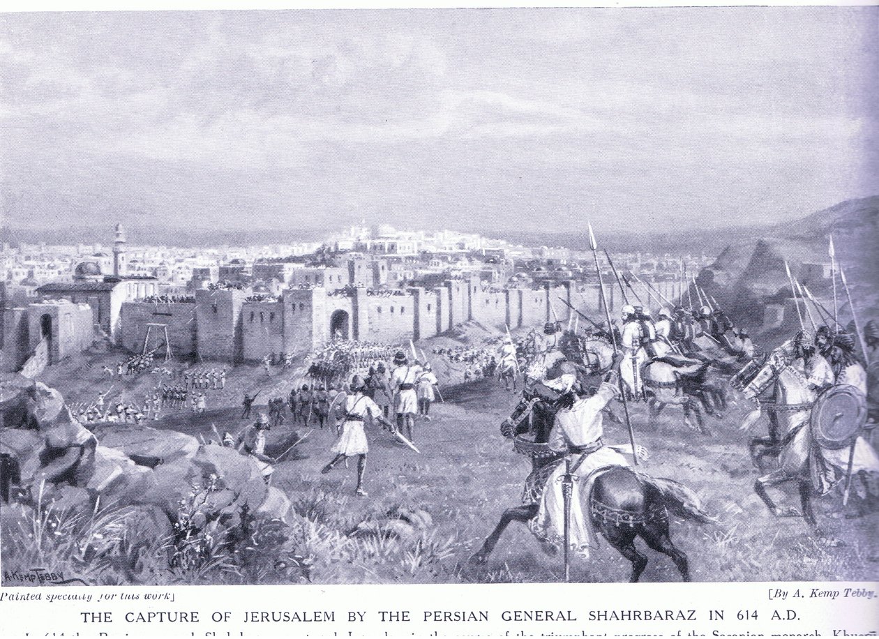 Jeruzsálem elfoglalása Shahrbaraz perzsa hadvezér által i.sz. 614-ben alkotó: Arthur Kemp Tebby