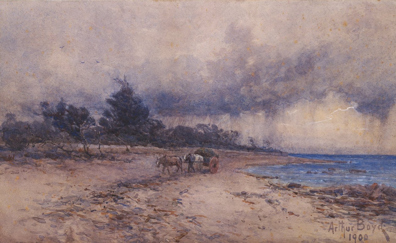 nem címmel (hínárgyűjtés a vihar előtt, Sandringham strand) alkotó: Arthur Merric Boyd