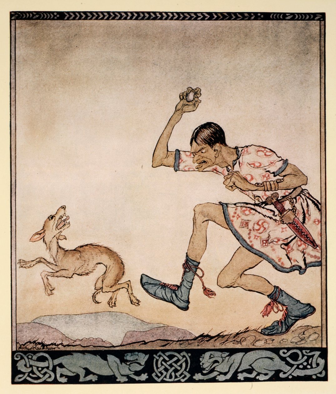Egy férfi, aki nem szerette a kutyákat, illusztráció James Stephens „Irish Fairy Tales” című művéből, 1920 alkotó: Arthur Rackham