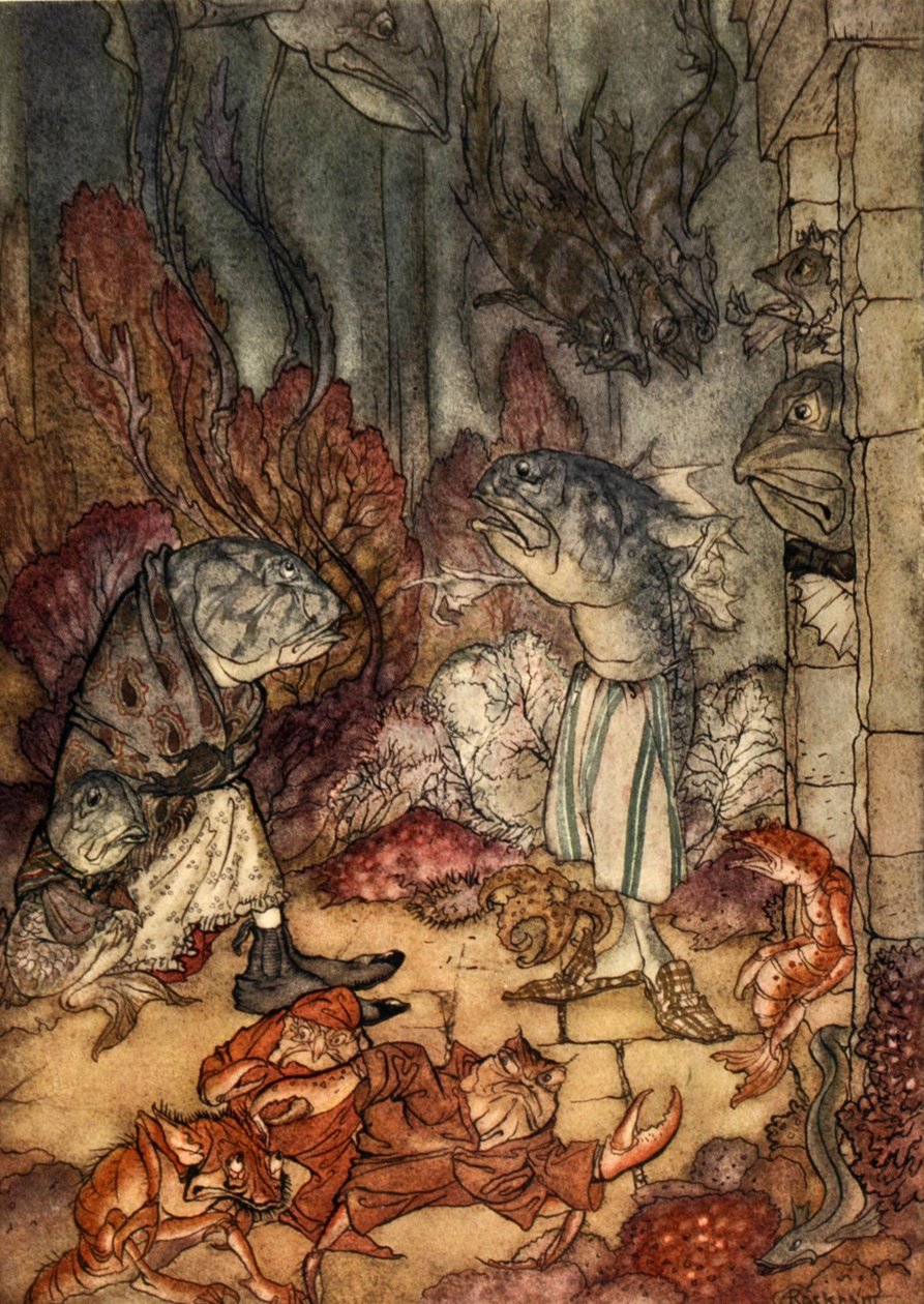 Pikkelyes gazemberek, illusztrációk Nathaniel Hawthorne „A Wonder Book for Girls and Boys” című könyvéből, 1928 alkotó: Arthur Rackham
