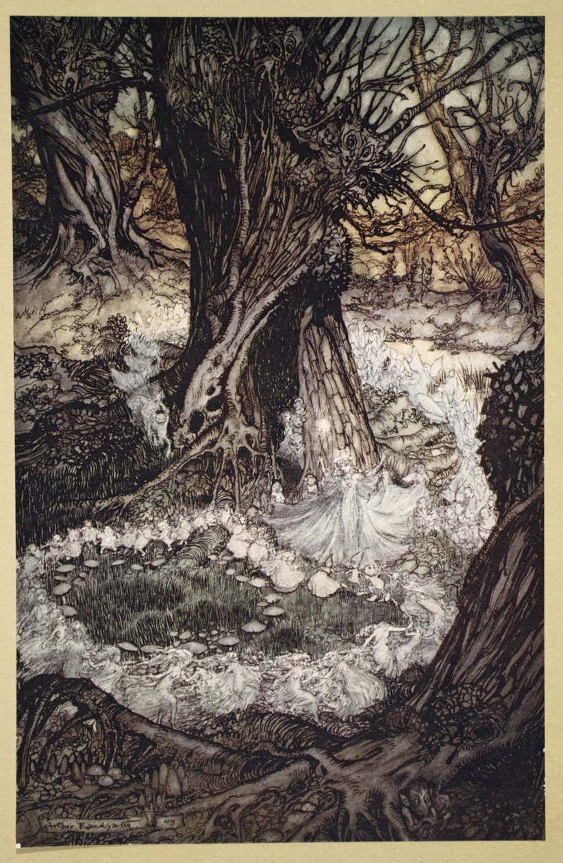 Jöjjön most egy körkép, Illusztráció a Szentivánéji álomból, William Shakespeare, 1908 alkotó: Arthur Rackham