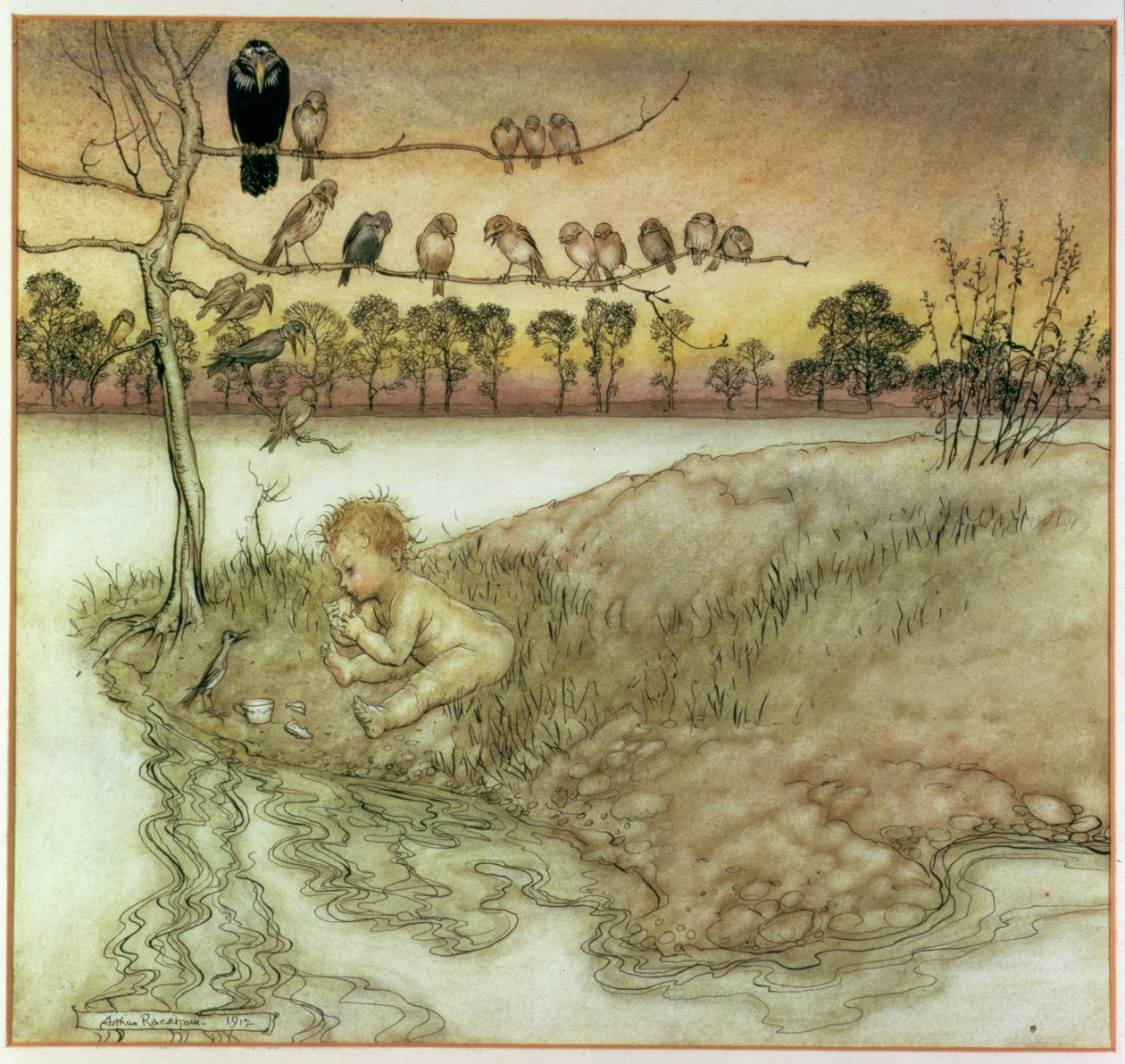Illusztráció a „Peter Pan a Kensington Gardensben” című művéhez, J. M. Barrie, 1912 alkotó: Arthur Rackham