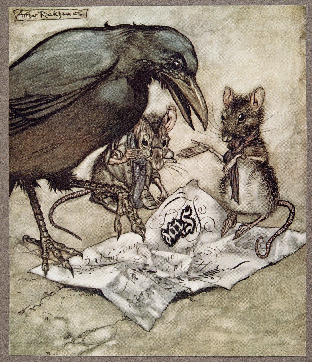 Pszichés felkiáltott dühében Solomon a Kensington Gardens-i Peter Pan-től, J M Barrie (1860-1937), pub. 1906 alkotó: Arthur Rackham