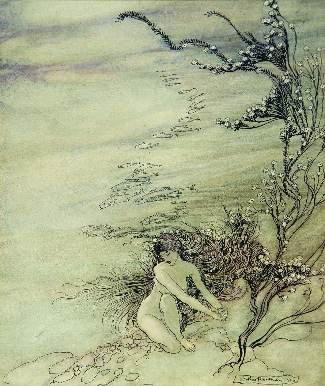 Rajnai leány siralma, 1910 alkotó: Arthur Rackham