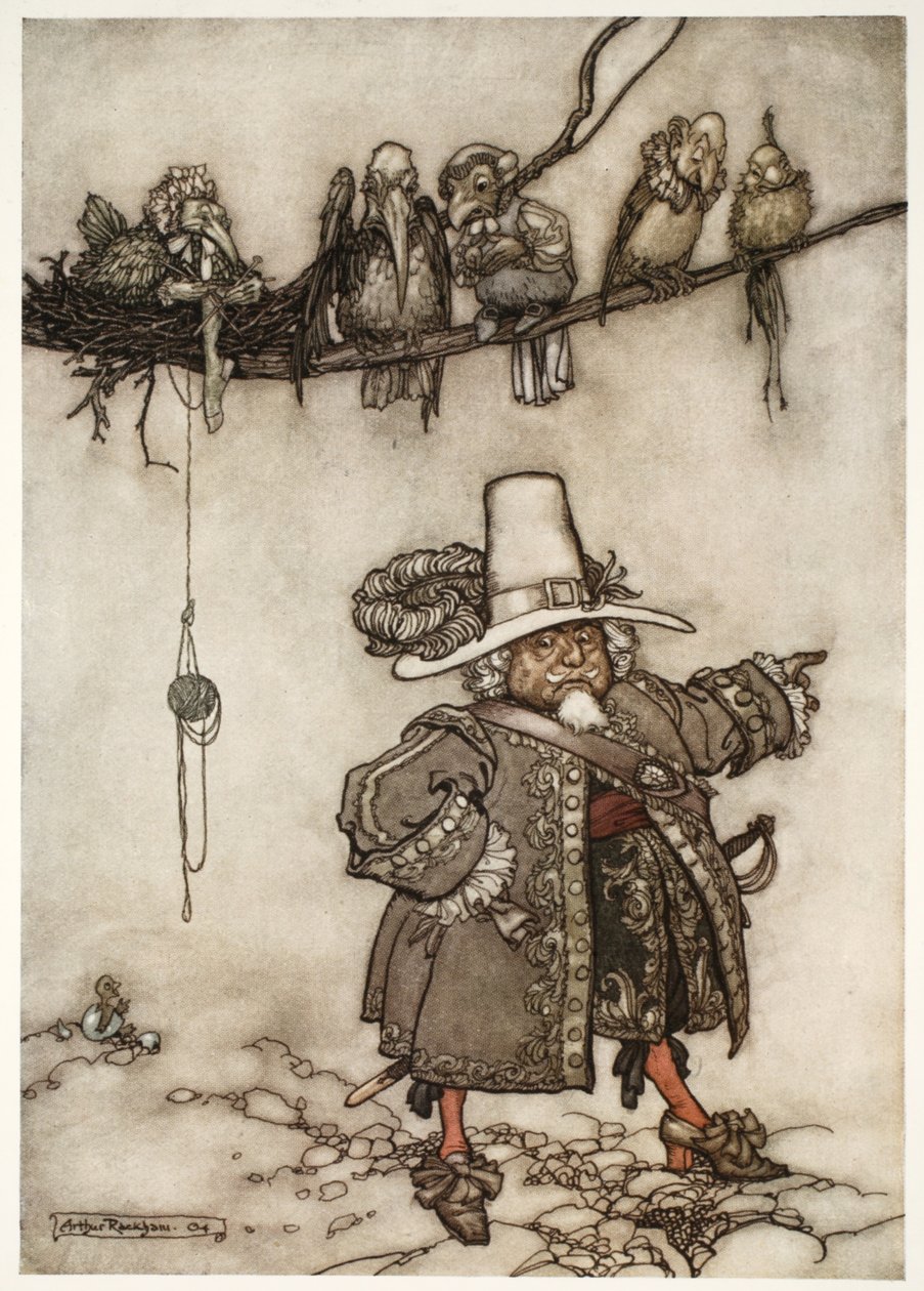 Volt egy, aki úgy tűnt, hogy a parancsnokuk." Washington Irving Rip Van Winkle című művéből, kiad. 1910 alkotó: Arthur Rackham