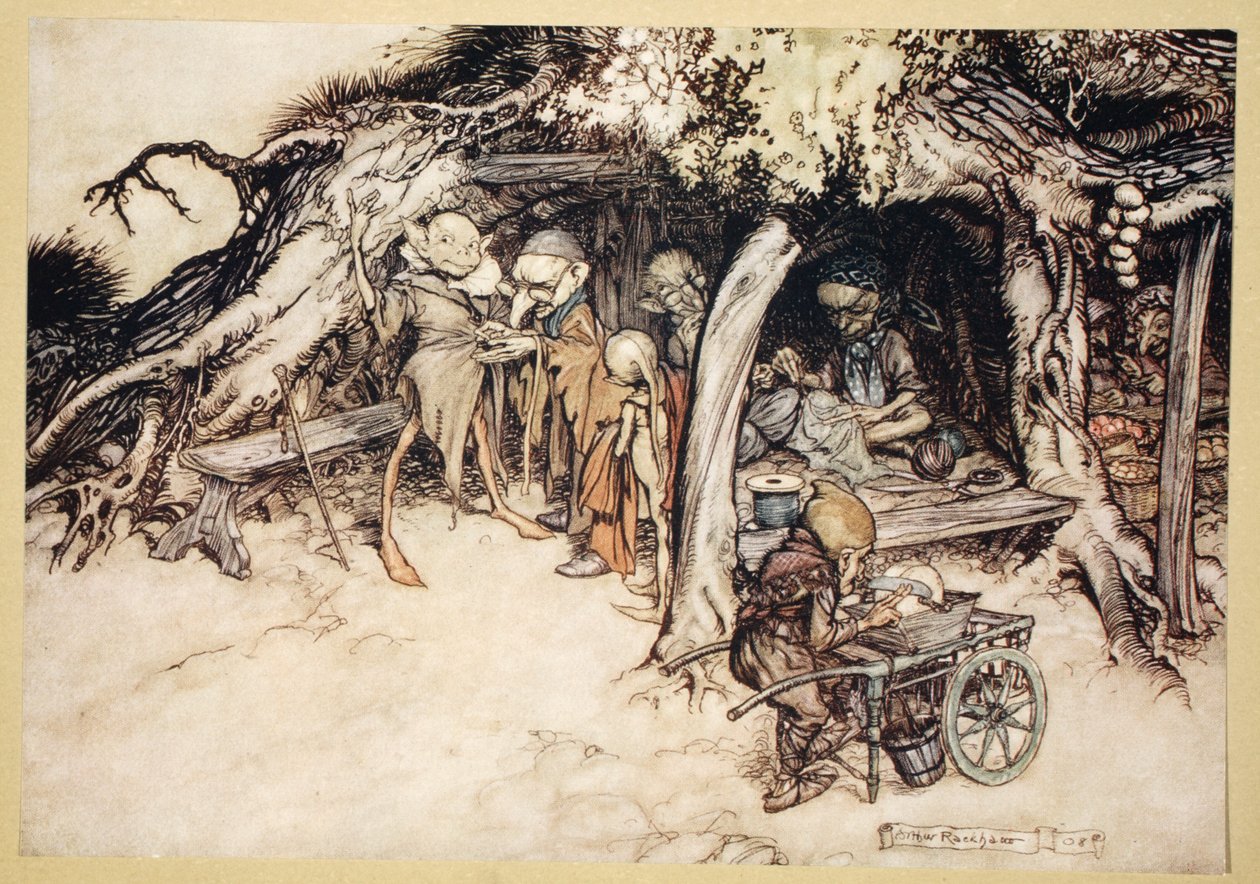 Kis manóim kabátjainak elkészítéséhez William Shakespeare 1908-as, Szentivánéji álom című illusztrációja alkotó: Arthur Rackham