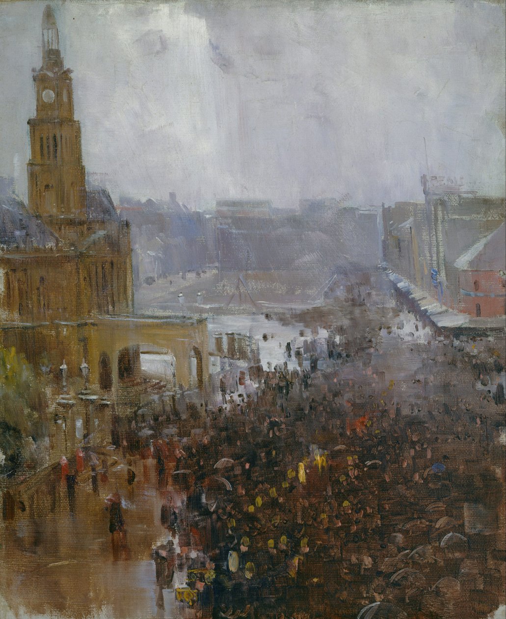 Tűzoltók temetése, George Street alkotó: Arthur Streeton