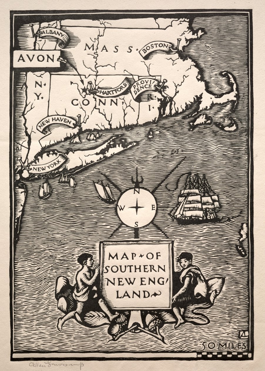 Dél-New England térképe alkotó: Arthur Allen Lewis