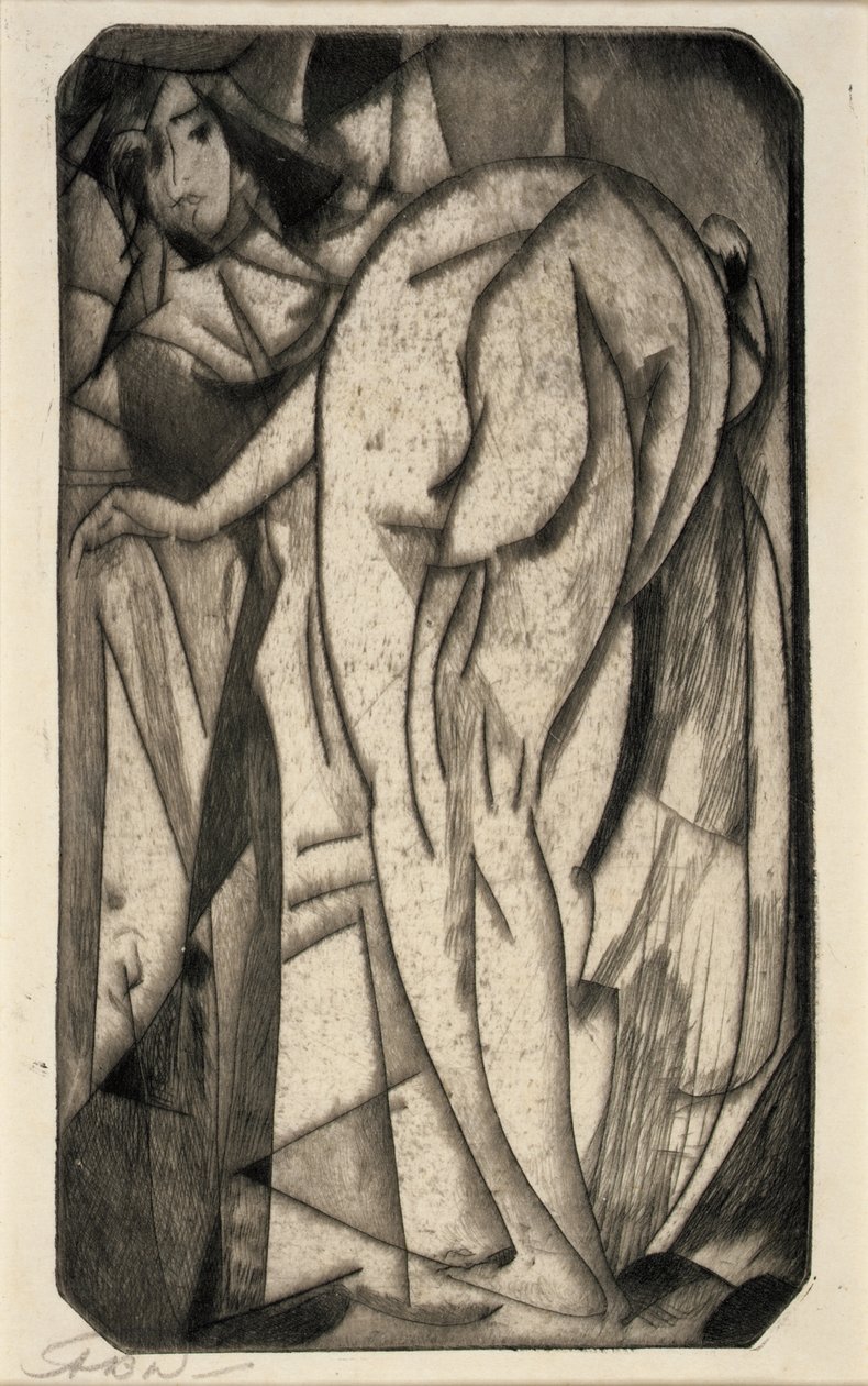 Fürdőző nő és szolga alkotó: Arthur B. Davies
