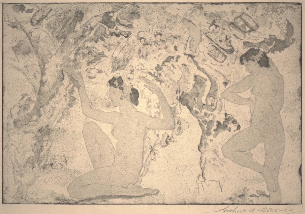 Szögletes szépség, Ernest Haskell nyomat, 1918 alkotó: Arthur Bowen Davies