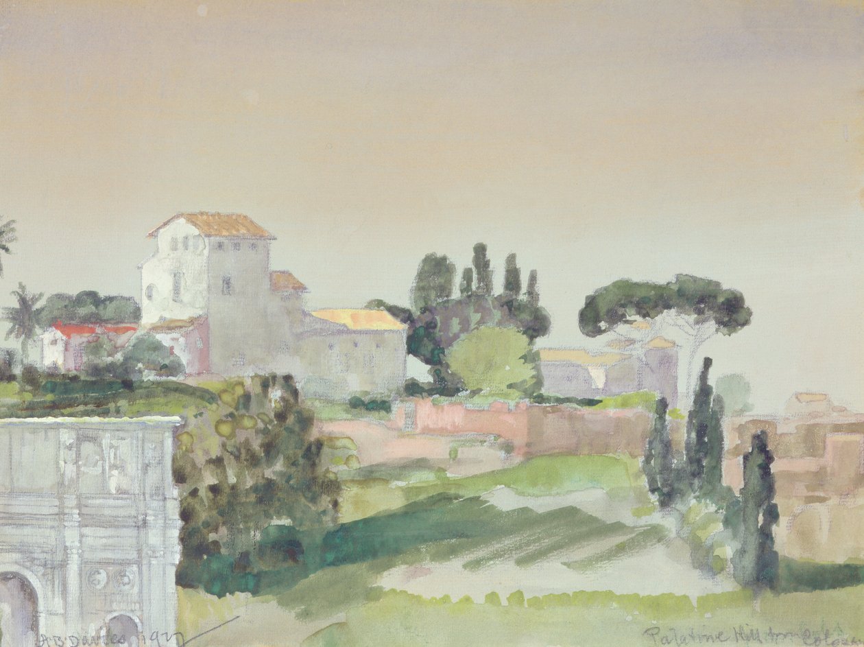 Palatinus-domb a Colosseumból, 1927 (wc papíron) alkotó: Arthur Bowen Davies