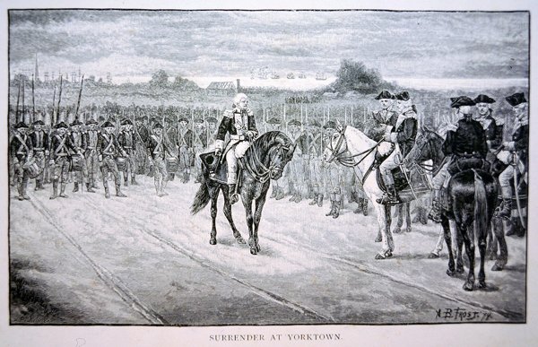 Lord Cornwallis megadja magát George Washingtonnak Yorktownnál alkotó: Arthur Burdett Frost