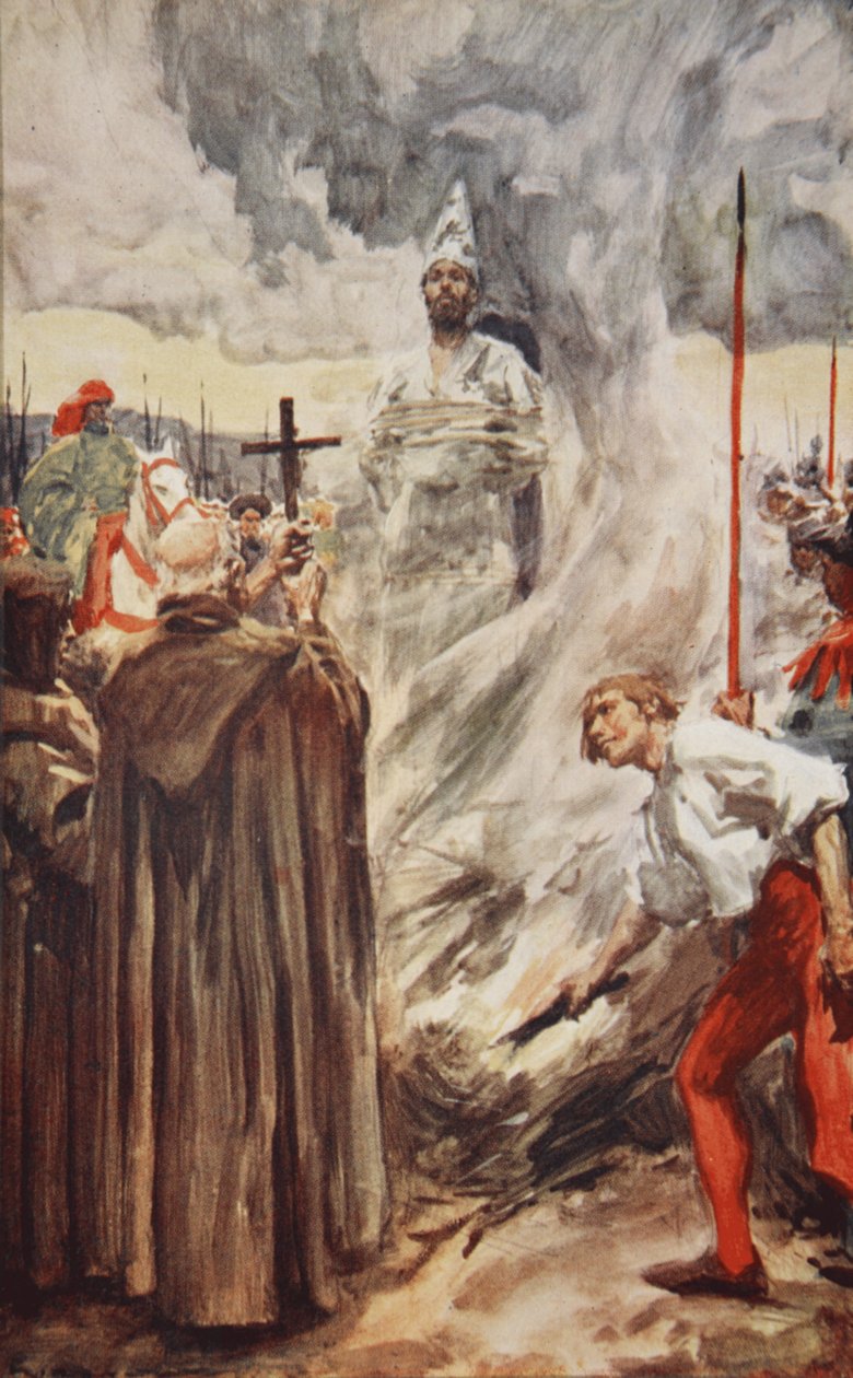 Huss János felgyújtása 1415. július 6-án, illusztráció H.E. „Németország története” című művéből. Marshall alkotó: Arthur C. (after) Michael