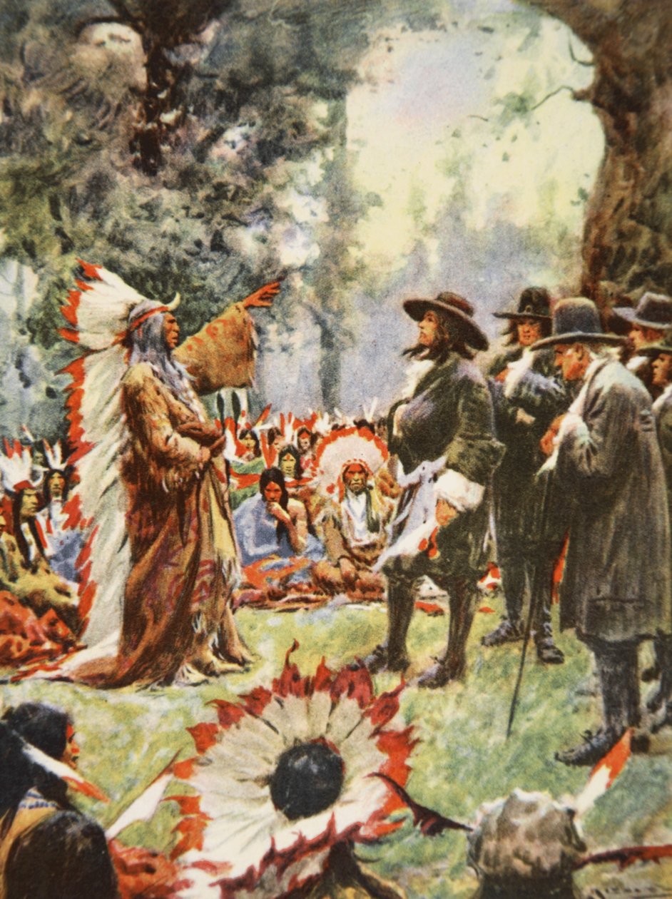 William Penn szerződése az indiánokkal, illusztrációja H.E. „This Country of Ours, The Story of the United States” című művéből. Marshall alkotó: Arthur C. (after) Michael