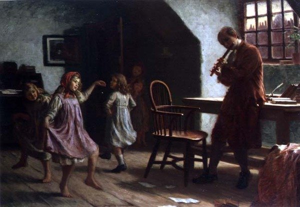 Gyerekek táncolnak Goldsmith Oliver előtt alkotó: Arthur Claude Cooke