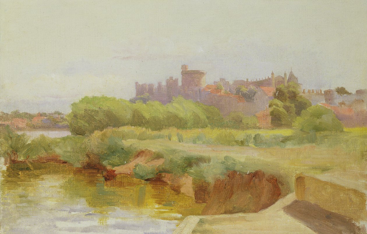 Kilátás a windsori kastélyra (olaj a fedélzeten) alkotó: Arthur Claude Cooke