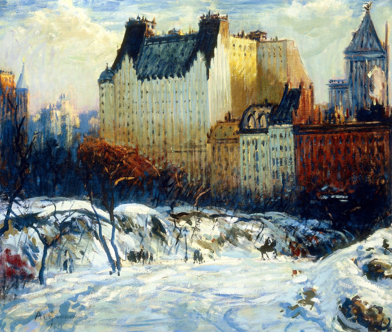 Kilátás a Plaza-ra a Central Parkból alkotó: Arthur Clifton Goodwin