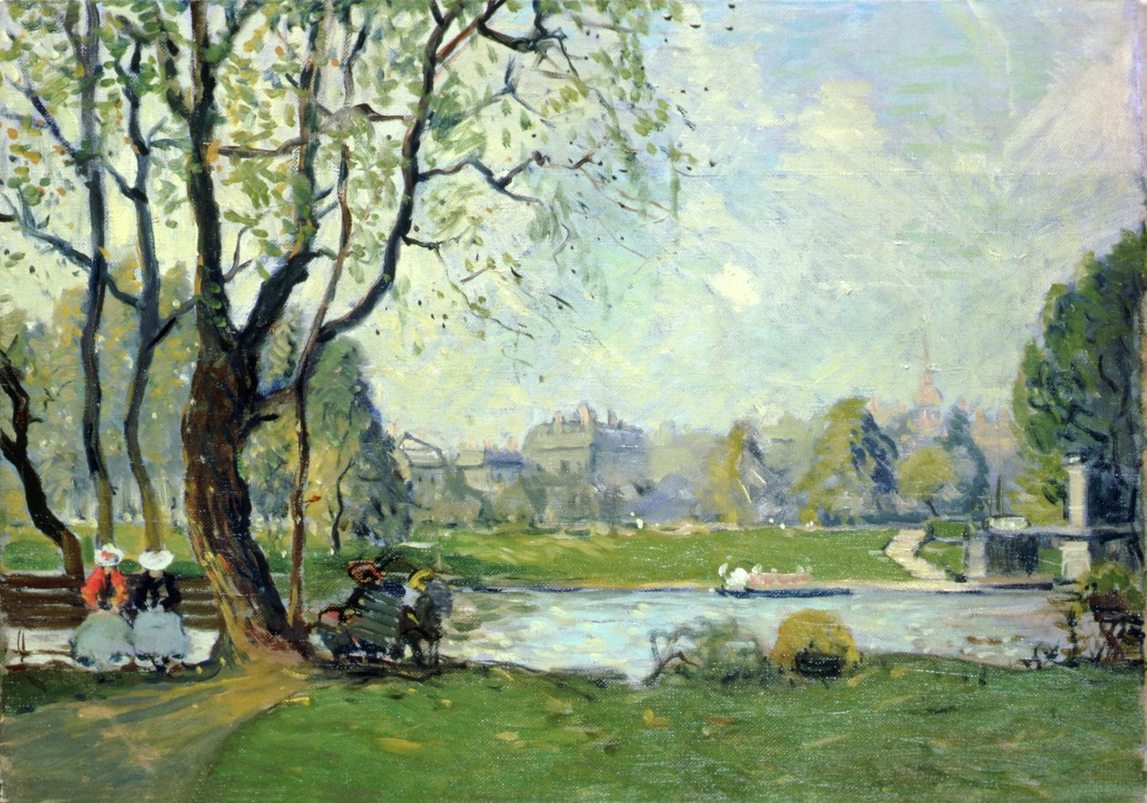 A bostoni közkert tavasszal (olaj, tábla) alkotó: Arthur Clifton Goodwin