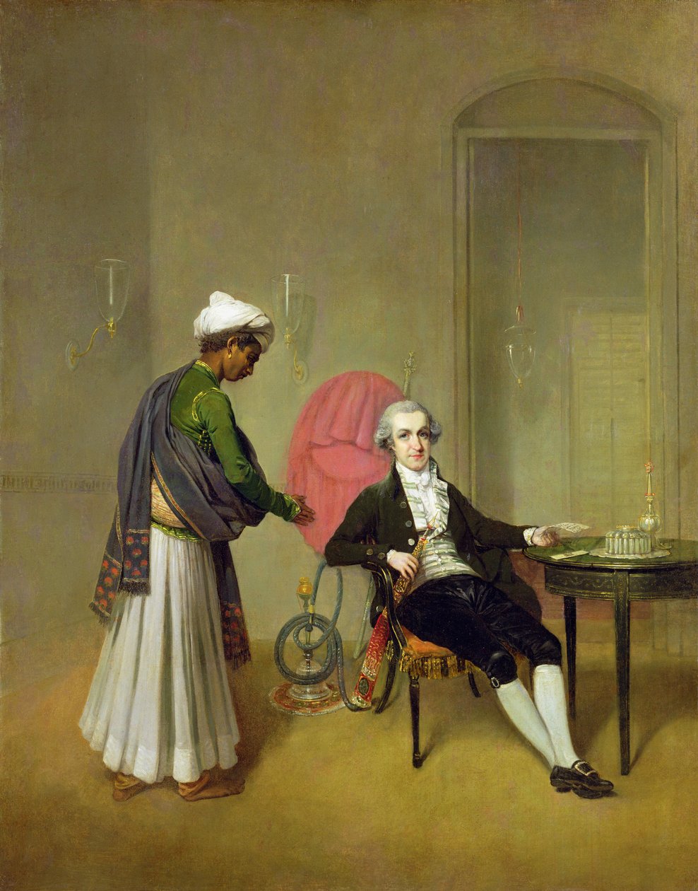 Egy úriember, esetleg William Hickey és indiai szolgája, 1785 körül (olaj, vászon) alkotó: Arthur Devis