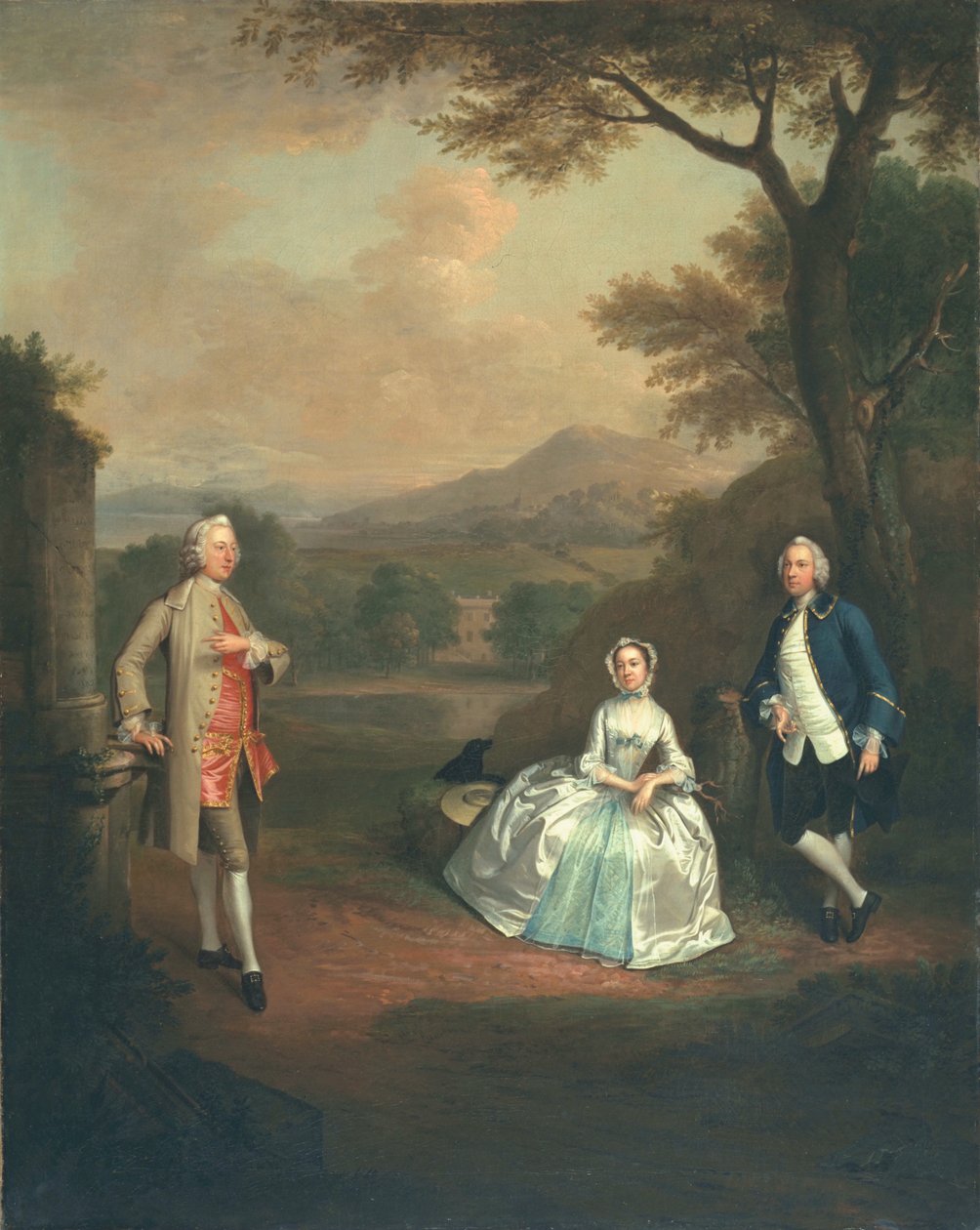 Sir George Lyttelton, Bart., Richard Lyttelton alezredessel és Rachel, Bridgewater hercegnőjével, 1748 alkotó: Arthur Devis