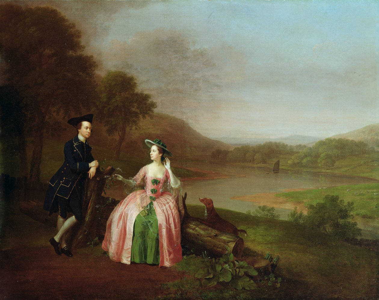 Sir George és Lady Strickland a Bridlington melletti Boynton Hall parkban, Yorkshire-ben. alkotó: Arthur Devis