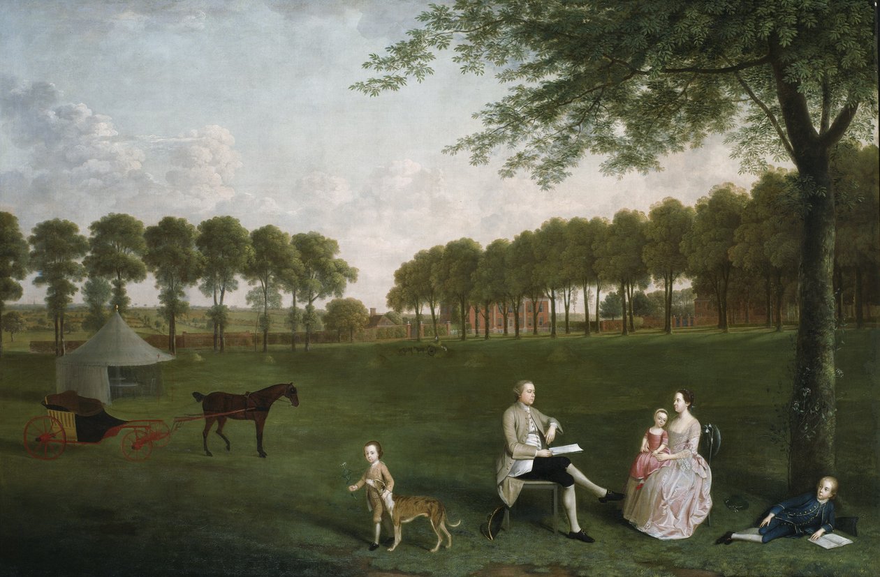 Sir John Shaw és családja az Eltham Lodge parkban, Kentben, 1761 alkotó: Arthur Devis