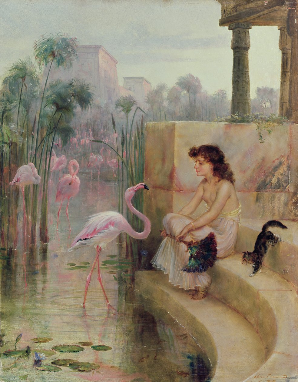 Egy lány flamingóval alkotó: Arthur Drummond