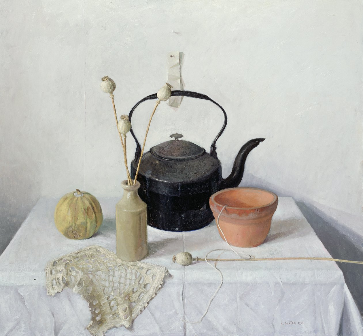 Vízforraló, Pipacsfejek és tök, Csendélet, 1990 alkotó: Arthur Easton