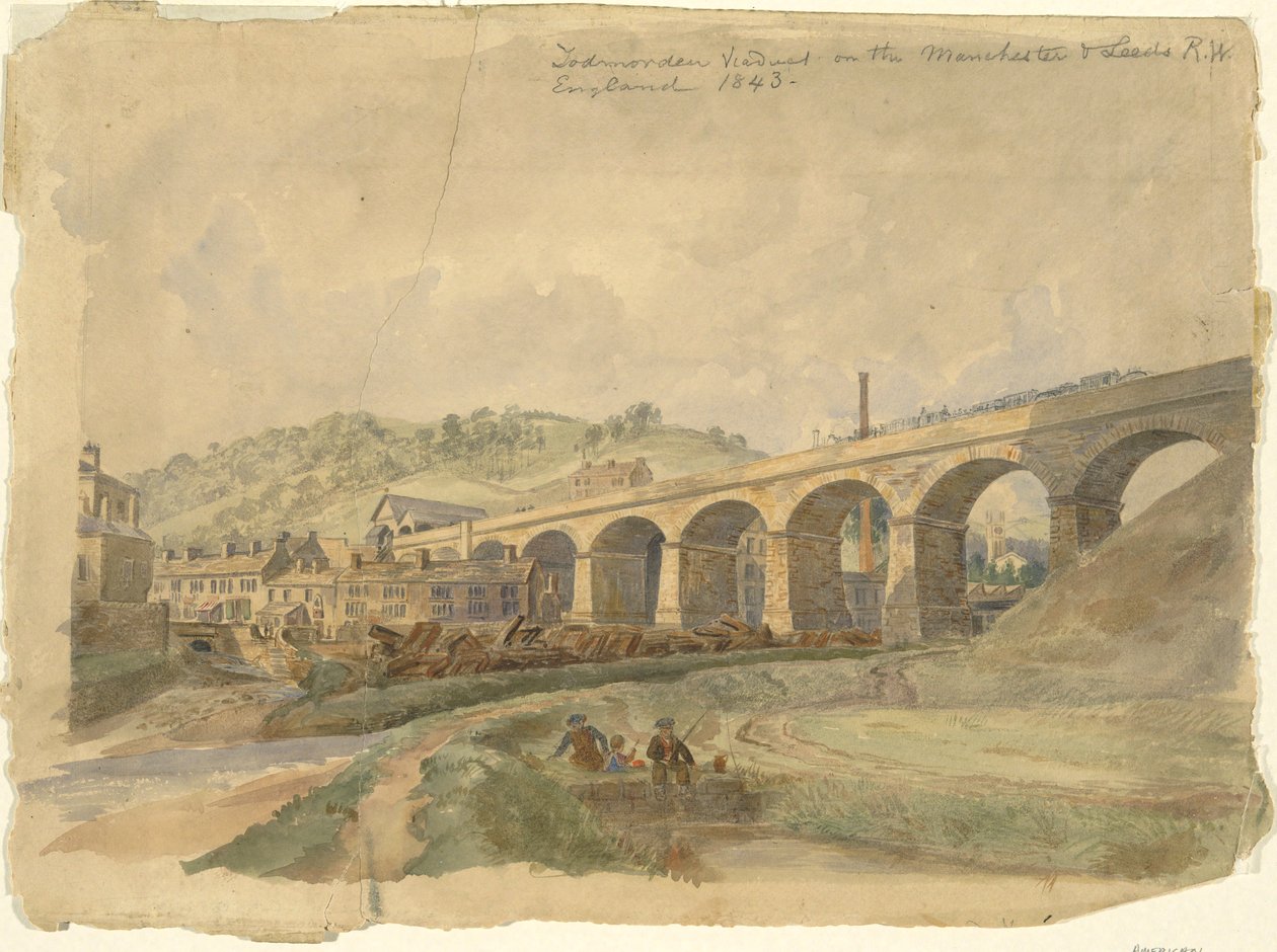 Todmorden viadukt a Manchester & Leeds Railway-n, Anglia 1843 alkotó: Arthur Fitzwilliam Tait