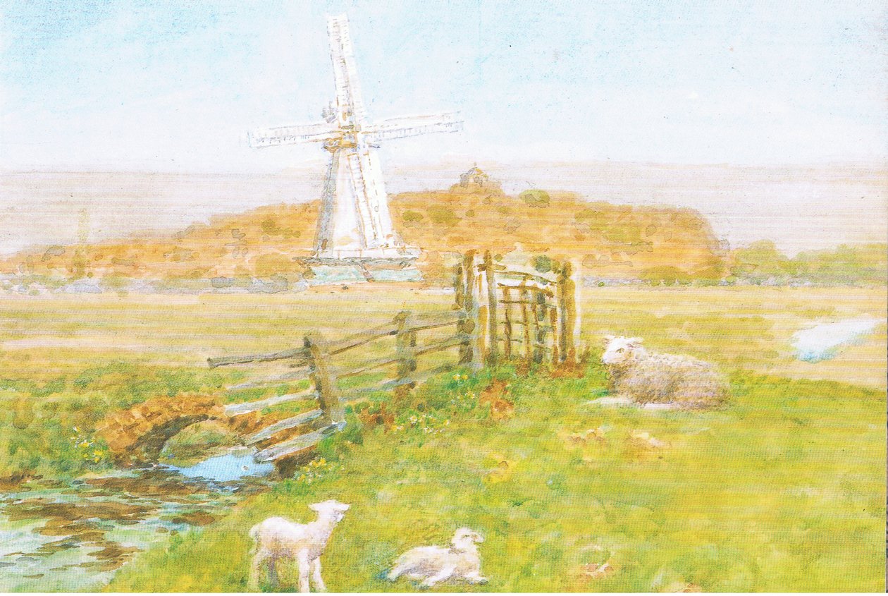 A szélmalom, Rye, Sussex, Képeslap, 1970-es évek alkotó: Arthur Foord Hughes