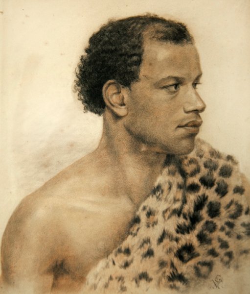 Egy afrikai portré (színes kréták papíron) alkotó: Arthur George Walker