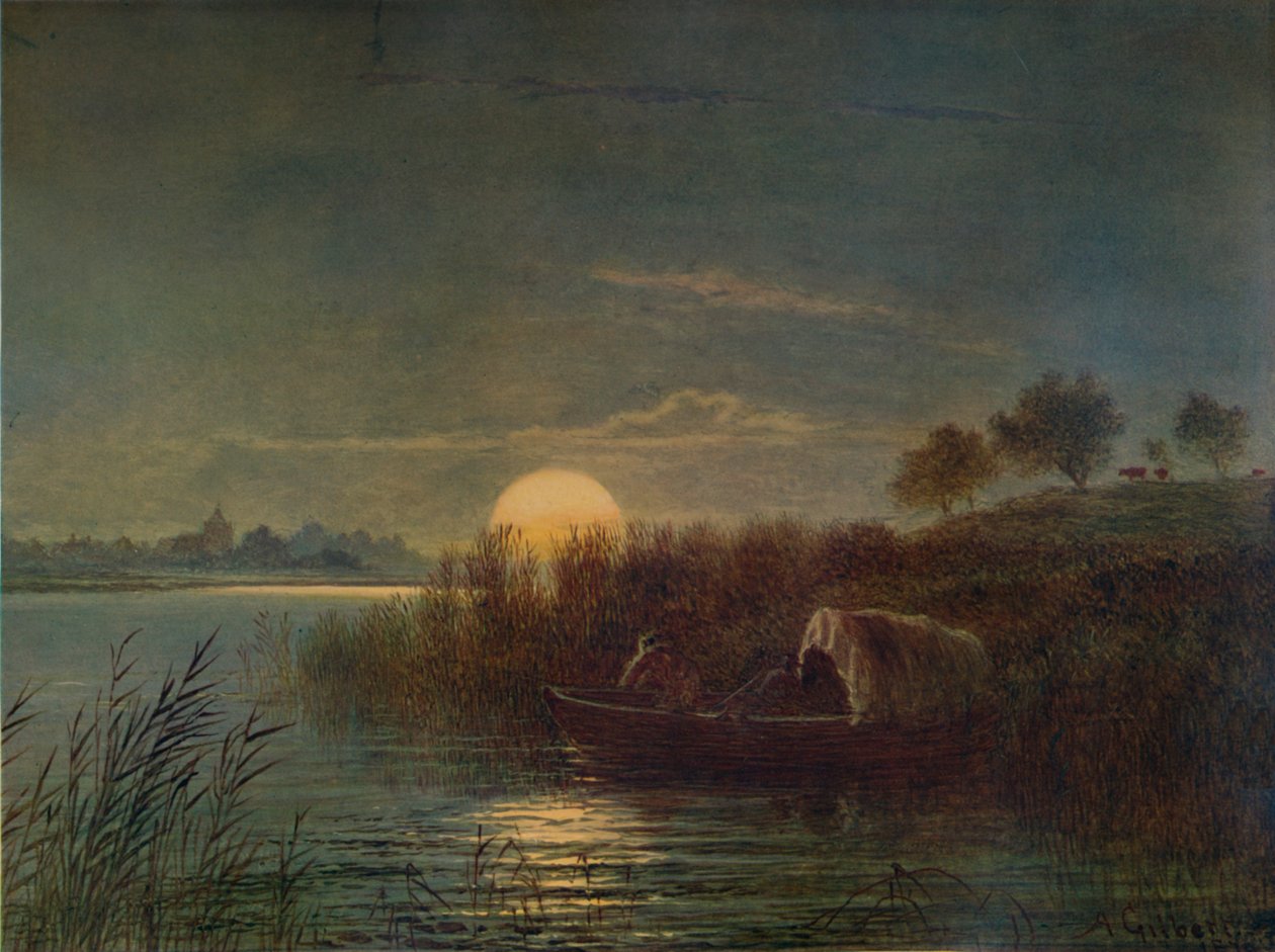 Folyói jelenet Holdfényben, csónakkal, 1879, 1935 alkotó: Arthur Gilbert
