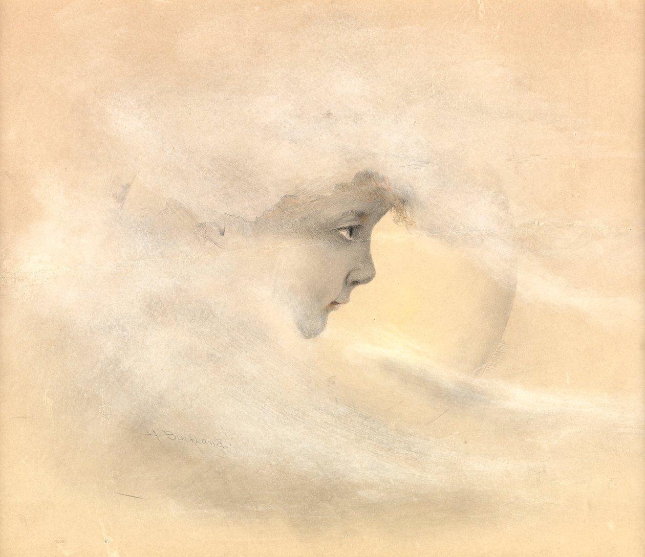 Pán Péter, avagy Fiú a Holdban, 1910 körül (ceruza, toll és tinta, wc papíron) alkotó: Arthur Herbert Buckland