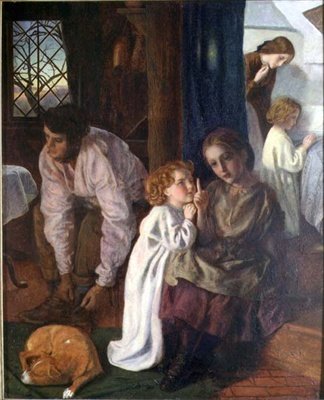 Lefekvés, 1862 körül (olaj, vászon táblára fektetve) alkotó: Arthur Hughes