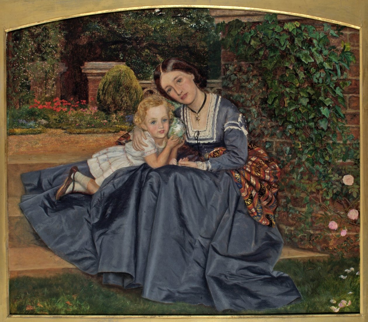 Anya és gyermeke a kertben ülve, 1865-70 alkotó: Arthur Hughes