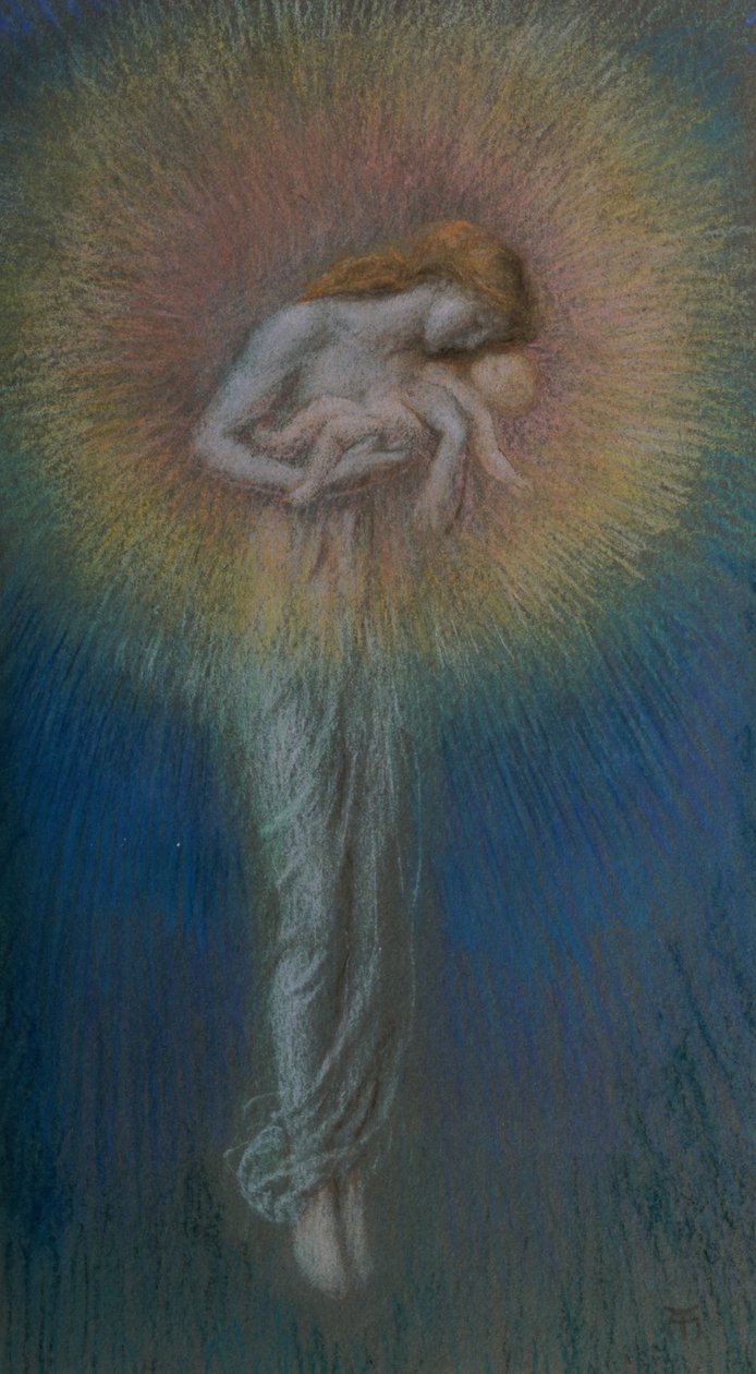 Anyaság, 1890 körül (pasztell papíron) alkotó: Arthur Hughes