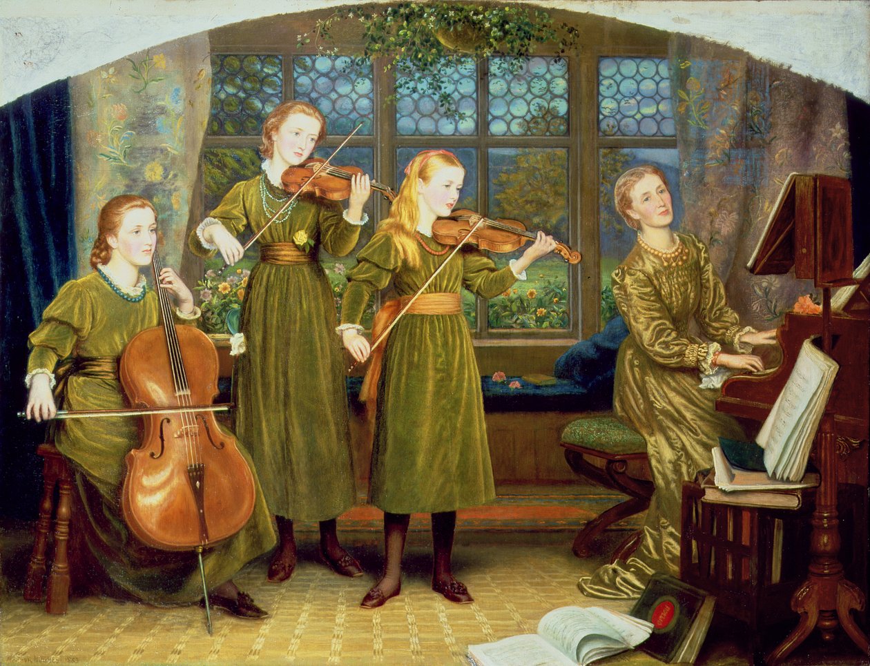 Az otthoni kvartett: Vernon Lushington asszony és gyermekei, 1883 alkotó: Arthur Hughes