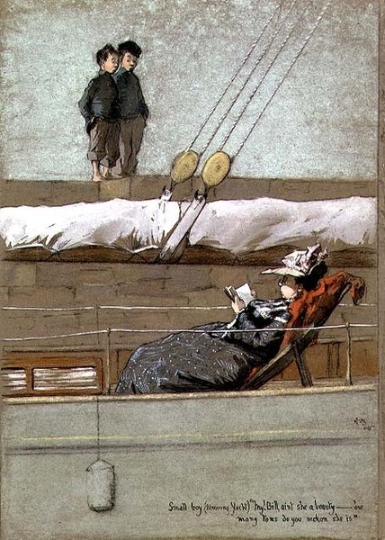 Kisfiú (gyönyörködik a jachtban) „Én! Bill, hát nem egy szépség – mit gondolsz, hány tonna? alkotó: Arthur John Briscoe