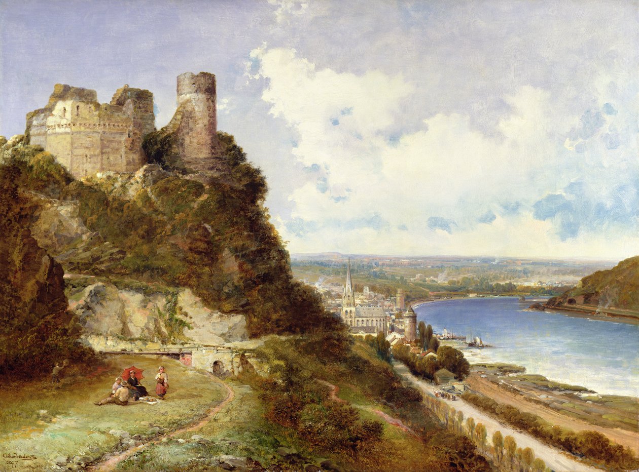 Oberwesel kastély és Schonberg Rajna, Németország alkotó: Arthur Joseph Meadows