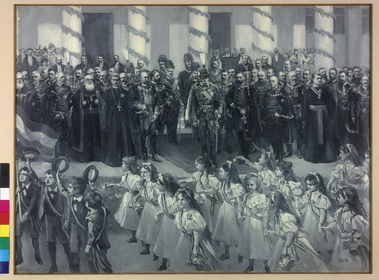 A zágrábi iskolások tiszteletadása 1895-ben alkotó: Arthur Lajos Halmi