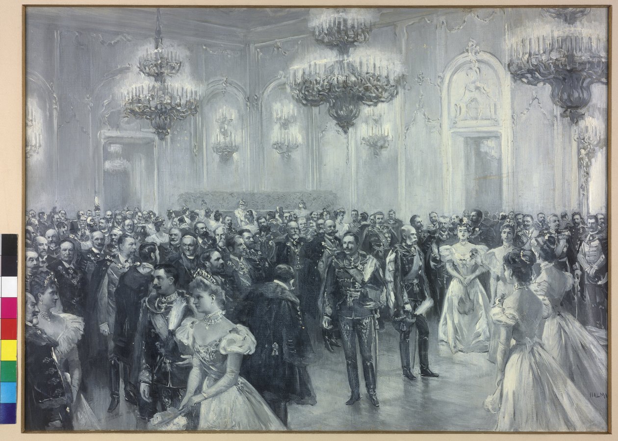 Udvari fogadás II. Vilmos császár látogatása alkalmából Budapesten 1897-ben alkotó: Arthur Lajos Halmi
