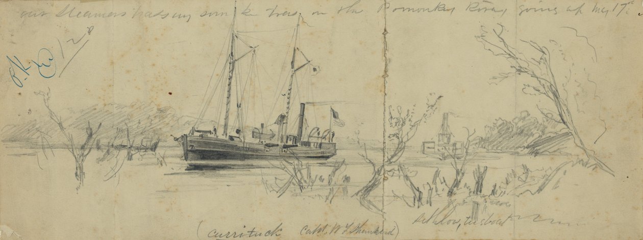 USS Currituck és a Seth Low vontatóhajó a Pamunkey folyón, 1862 alkotó: Arthur Lumley
