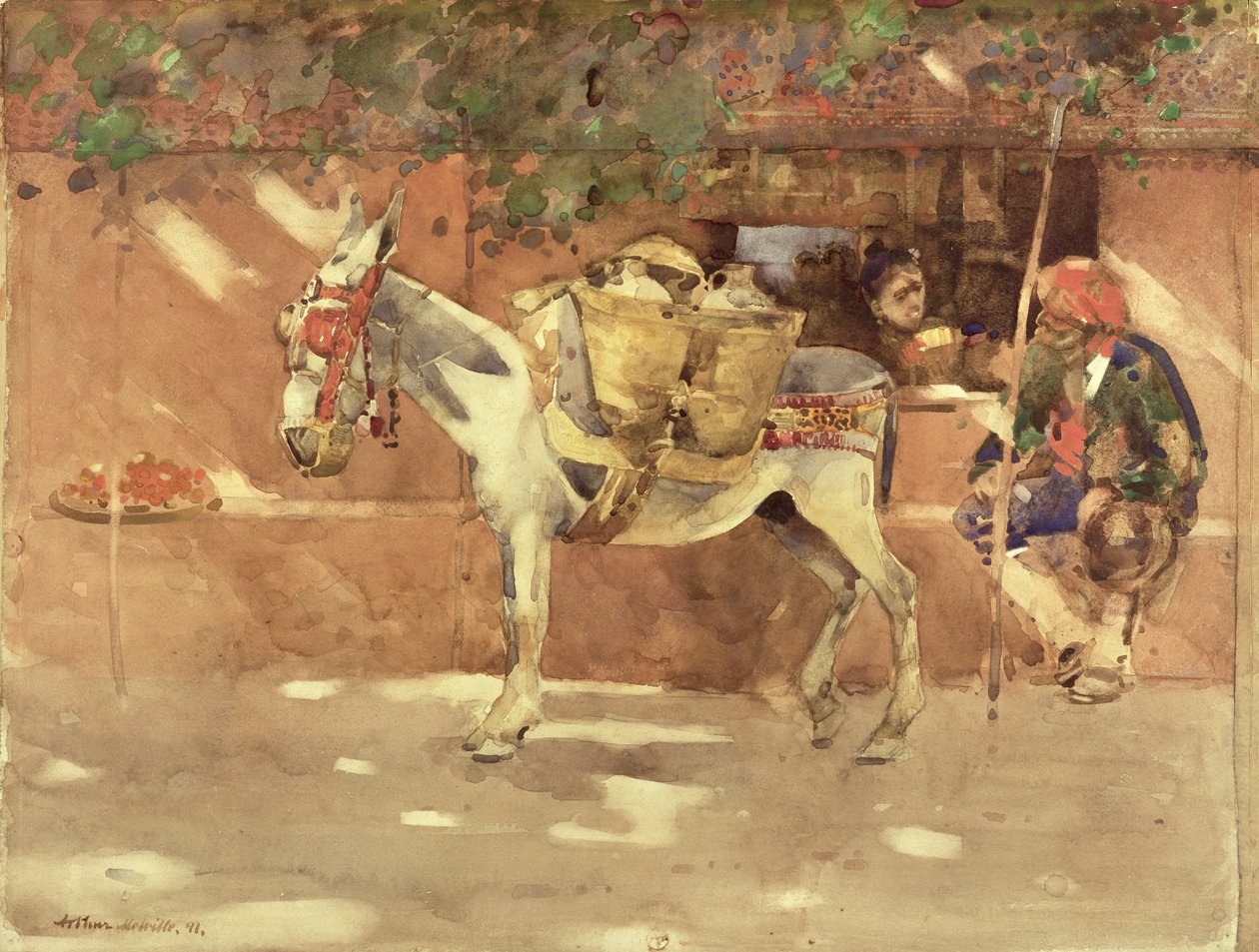 Egy mellékút Granadában, 1891 (wc papíron) alkotó: Arthur Melville