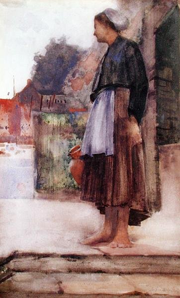 Egy halász lánya, Cancale, Normandia (akvarell papíron) alkotó: Arthur Melville