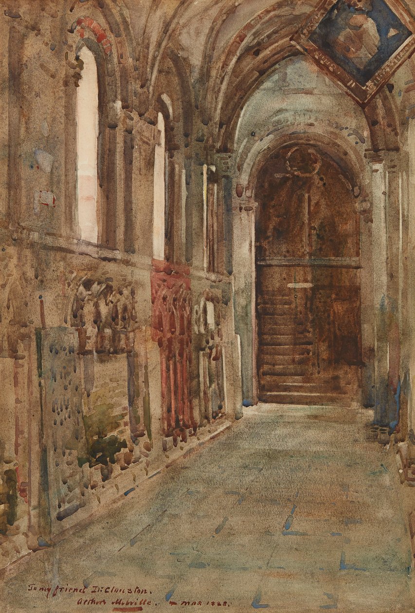 St. Magnus székesegyház északi folyosója, Kirkwall (akvarell) alkotó: Arthur Melville
