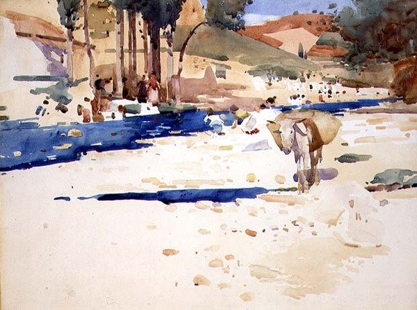 Mosók a Darrón (akvarell) alkotó: Arthur Melville