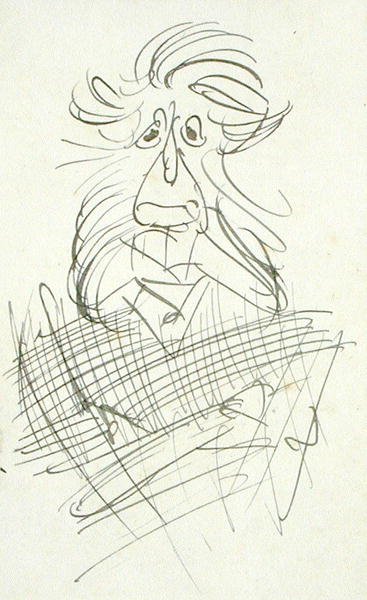 Egy groteszk szőrös fej (toll és tinta papíron) alkotó: Arthur Rackham